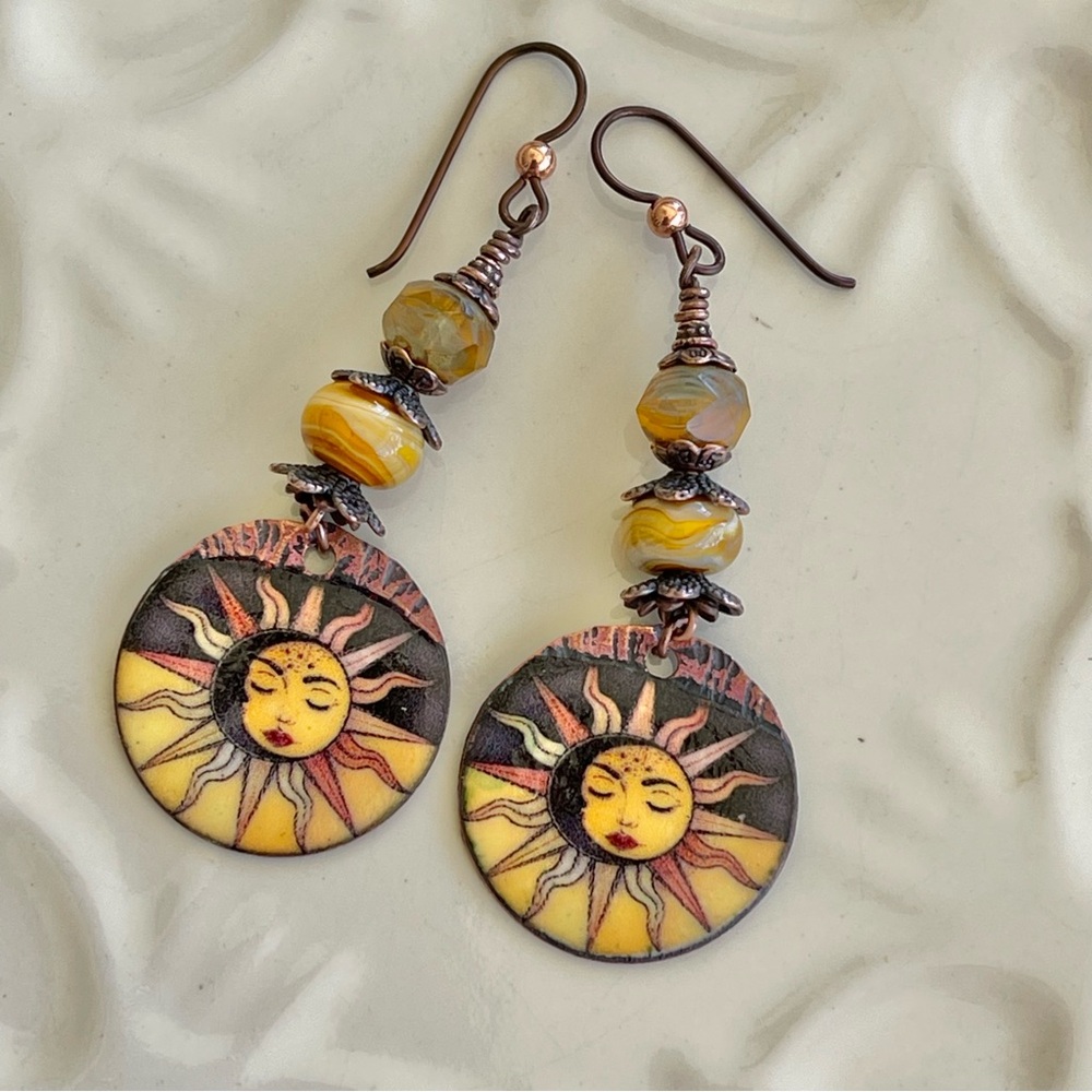ARTISAN Earrings “Here Comes the Sun” - Dangles - Picture 6 of 12